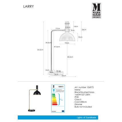 Markslöjd 106973 - Ściemnialna lampa stołowa LARRY 1xE27/60W/230V