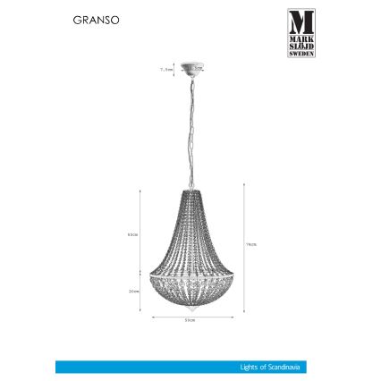 Markslöjd 107028 - Kryształowy żyrandol na łańcuchu GRÄNSÖ 3xE14/40W/230V