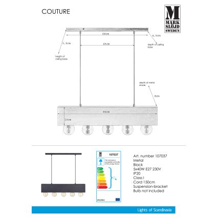 Markslöjd 107037 - Żyrandol na lince COUTURE 5xE27/40W/230V