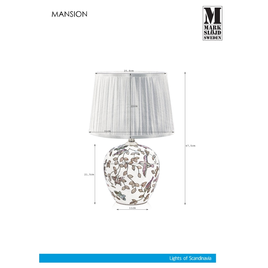 Markslöjd 107040 - Lampa stołowa MANSION 1xE27/60W/230V