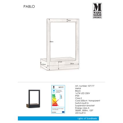 Markslöjd 107177 - LED Kinkiet z ramką PABLO LED/7W/230V