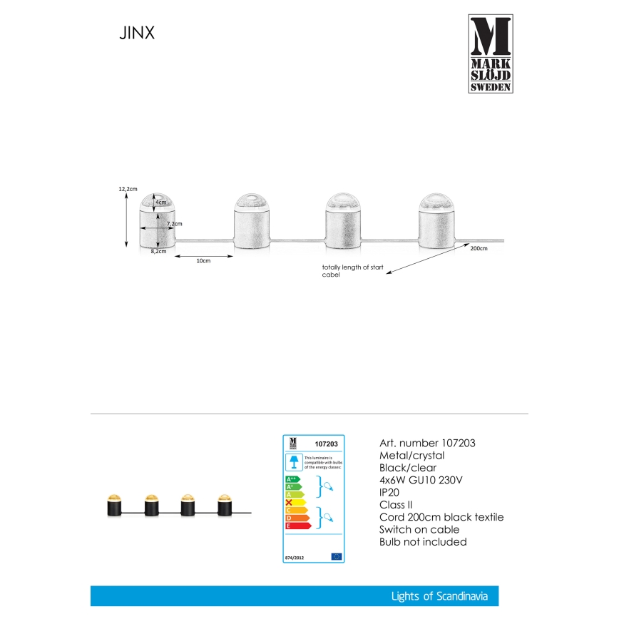 Markslöjd 107203 - Kryształowa lampa stołowa JINX 4xGU10/6W/230V