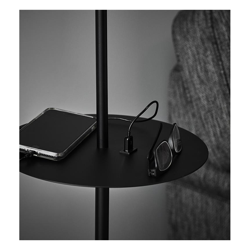 Markslöjd 107307 - Lampa podłogowa z USB LINEAR 1xE14/40W/230V