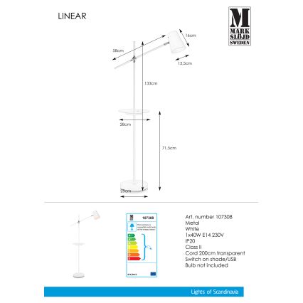 Markslöjd 107308 - Lampa podłogowa z USB LINEAR 1xE14/40W/230V