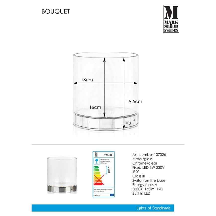 Markslöjd 107326 - LED Lampka stołowa  BOUQUET LED/3W/230V