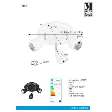Markslöjd 107337 - Oświetlenie punktowe BIKE 3xGU10/12W/230V