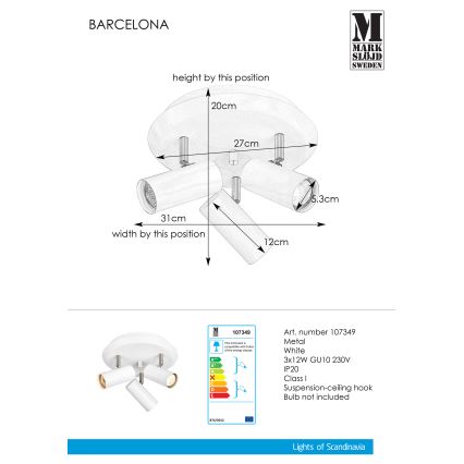 Markslöjd 107349 - Oświetlenie punktowe BARCELONA 3xGU10/12W/230V