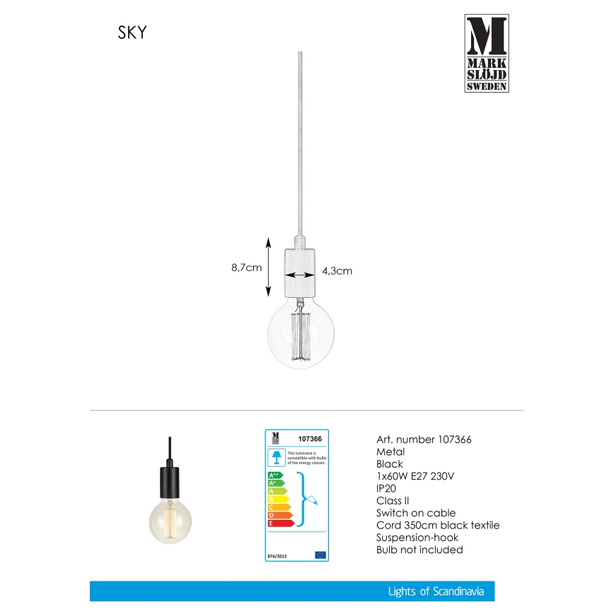 Markslöjd 107366 - Żyrandol na lince SKY 1xE27/60W/230V