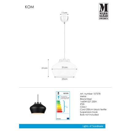 Markslöjd 107378 - Żyrandol na lince KOM 1xE27/60W/230V