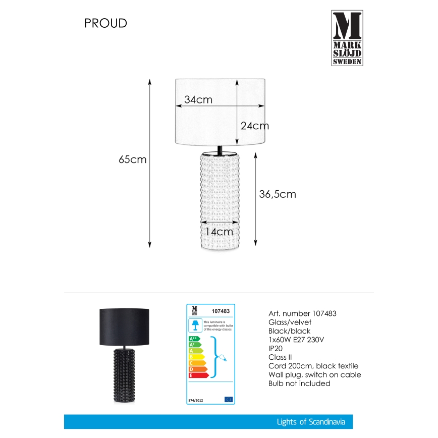 Markslöjd 107483 - Lampa stołowa PROUD 1xE27/60W/230V
