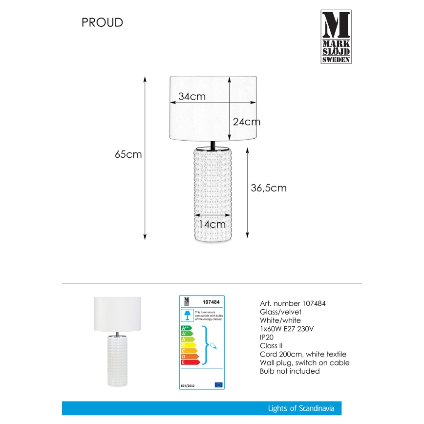 Markslöjd 107484 - Lampa stołowa PROUD 1xE27/60W/230V