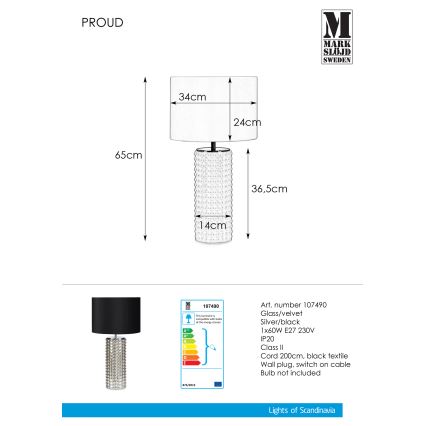 Markslöjd 107490 - Lampa stołowa PROUD 1xE27/60W/230V