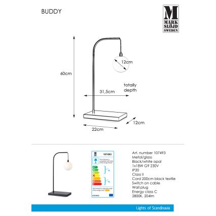 Markslöjd 107493 - Lampa stołowa BUDDY 1xG9/18W/230V