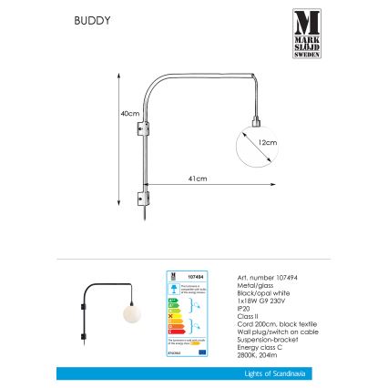 Markslöjd 107494 - Kinkiet BUDDY 1xG9/18W/230V