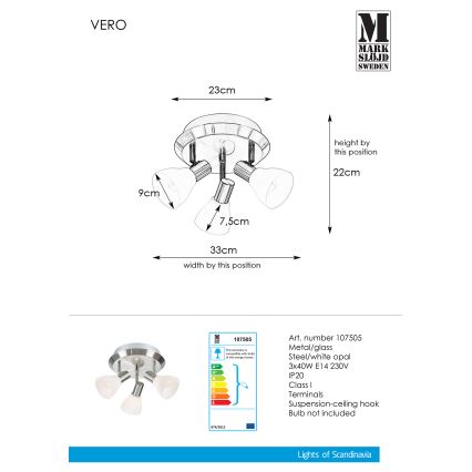 Markslöjd 107505 - Oświetlenie punktowe VERO 3xE14/40W/230V chrom błyszczący