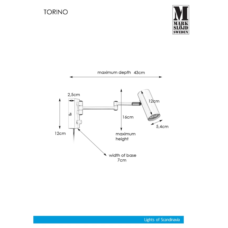 Markslöjd 107538 - Kinkiet punktowy TORINO 1xGU10/12W/230V