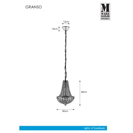 Markslöjd 107550 - Żyrandol kryształowy łazienkowy na łańcuchu GRÄNSÖ 2xG9/20W/230V IP44