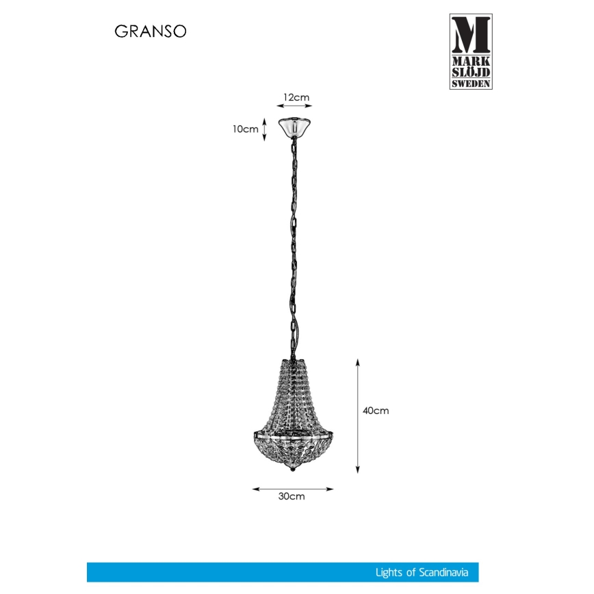 Markslöjd 107550 - Żyrandol kryształowy łazienkowy na łańcuchu GRÄNSÖ 2xG9/20W/230V IP44