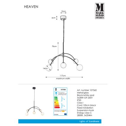 Markslöjd 107560 - Żyrandol na lince HEAVEN 5xG9/28W/230V