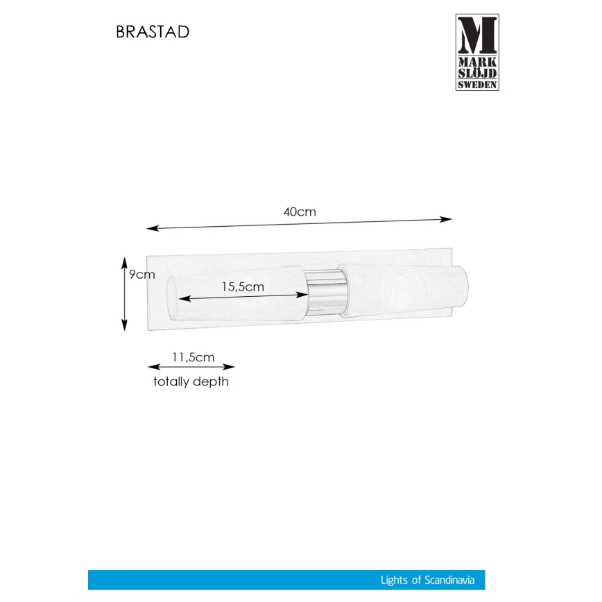 Markslöjd 107615 - Kinkiet łazienkowy BRASTAD 2xE14/40W/230V IP44