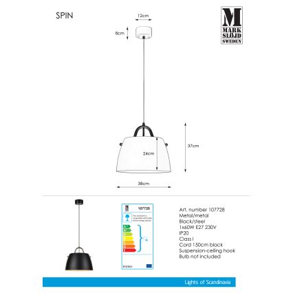 Markslöjd 107728 - Żyrandol na lince SPIN 1xE27/60W/230V