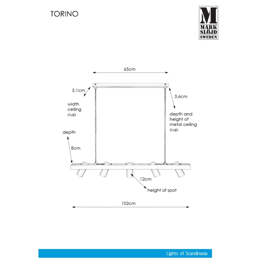 Markslöjd 107783 - Żyrandol na lince TORINO 5xGU10/7W/230V