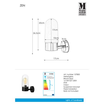 Markslöjd 107800 - Kinkiet łazienkowy ZEN 1xE27/15W/230V IP44