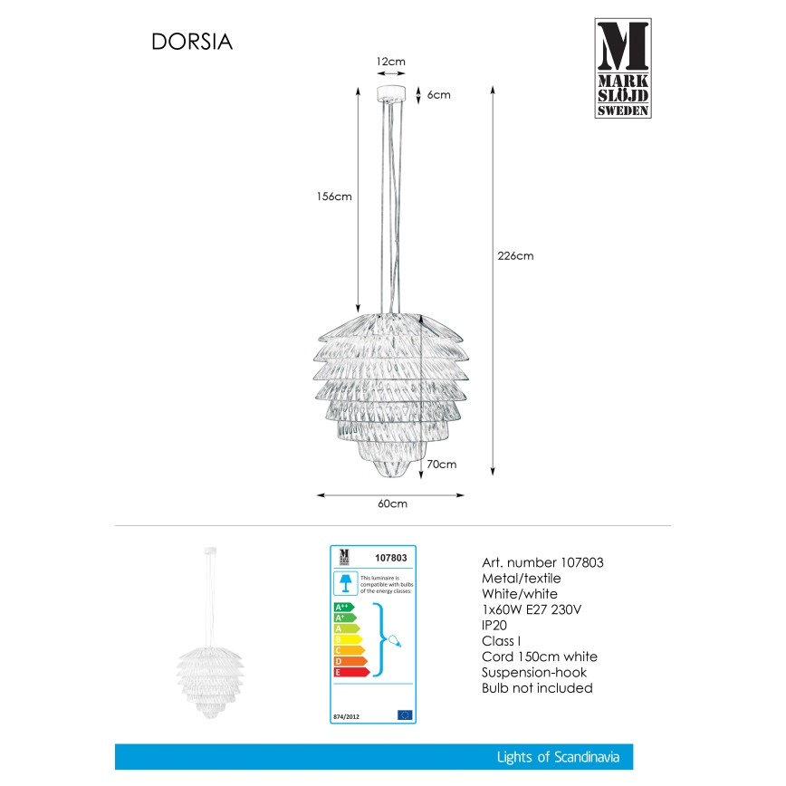 Markslöjd 107803 - Żyrandol na lince DORSIA 1xE27/60W/230V