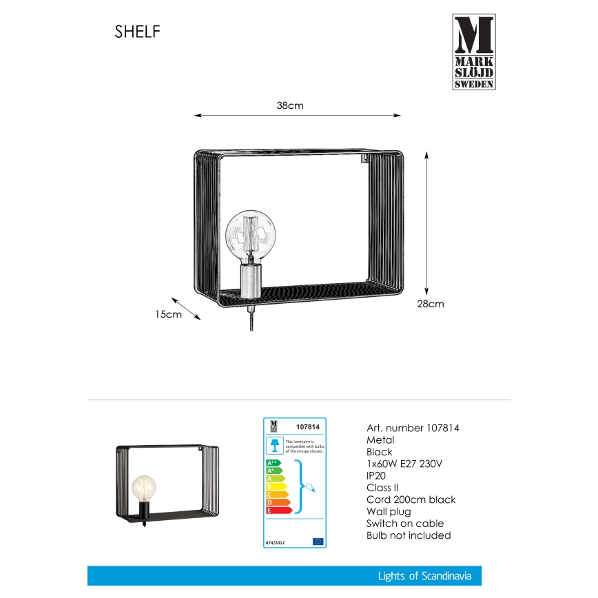 Markslöjd 107814 - Kinkiet SHELF 1xE27/60W/230V