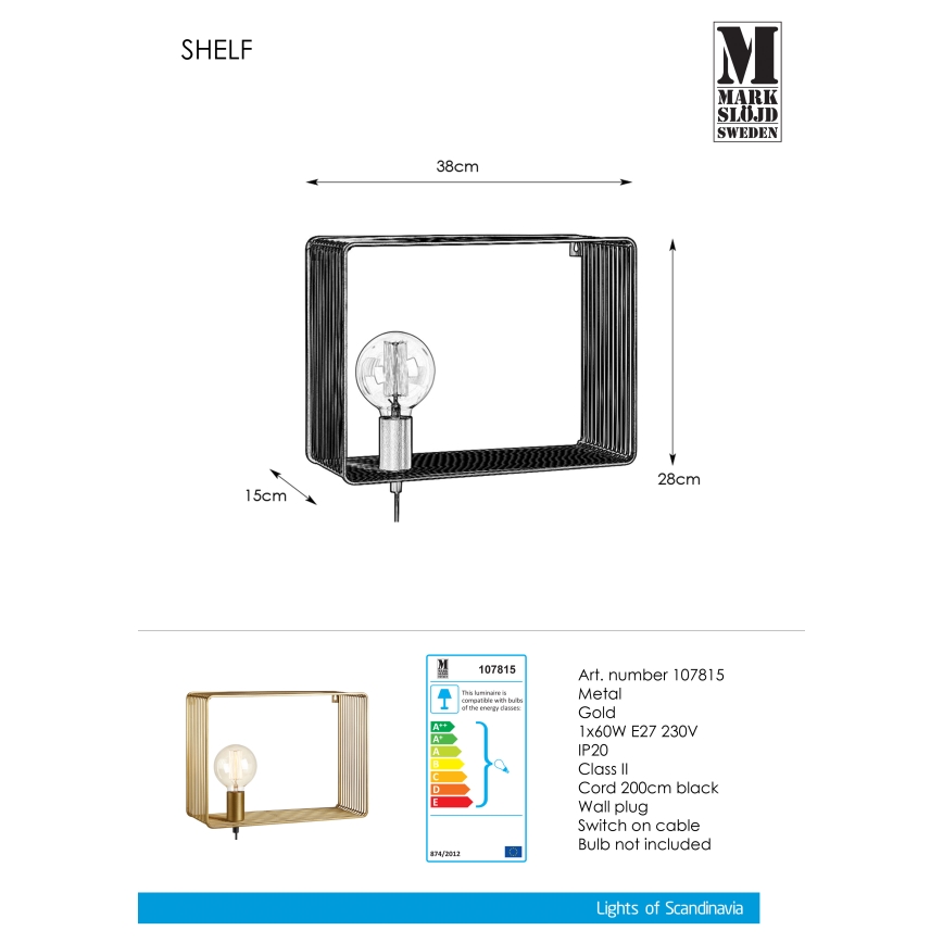 Markslöjd 107815 - Kinkiet SHELF 1xE27/60W/230V