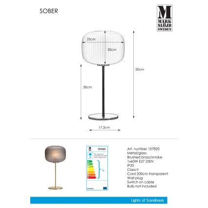 Markslöjd 107820 - Lampa stołowa SOBER 1xE27/60W/230V mosiądz