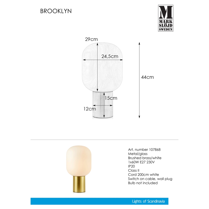 Markslöjd 107868 - Lampa stołowa BROOKLYN 1xE27/60W/230V