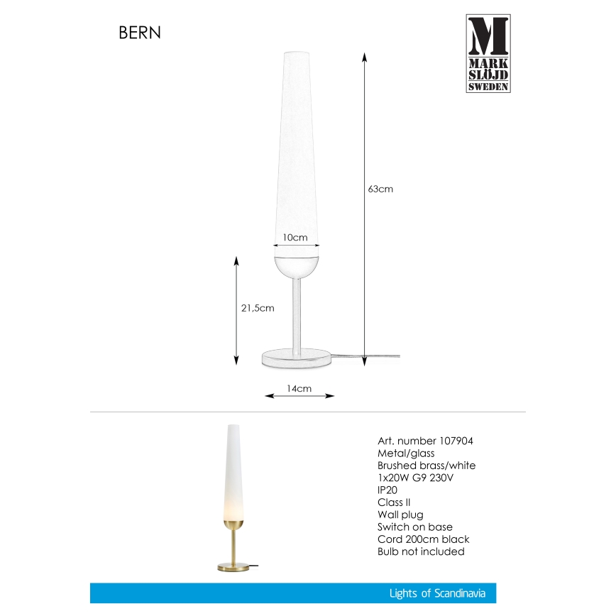 Markslöjd 107904 - Lampa stołowa BERN 1xG9/20W/230V