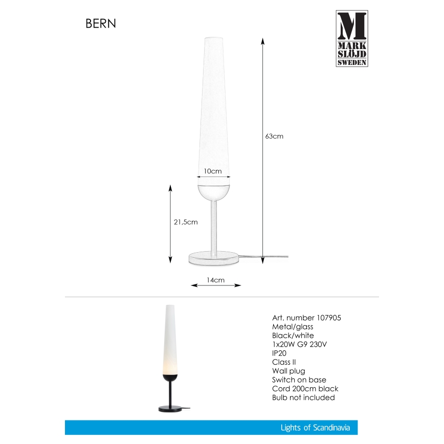 Markslöjd 107905 - Lampa stołowa BERN 1xG9/20W/230V