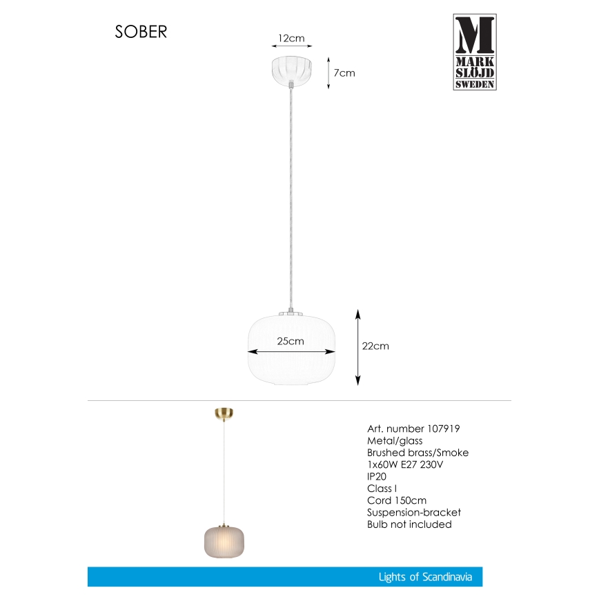 Markslöjd 107919 - Żyrandol na lince SOBER 1xE27/20W/230V