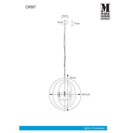 Markslöjd 107941 - Żyrandol na łańcuchu ORBIT 3xE27/60W/230V