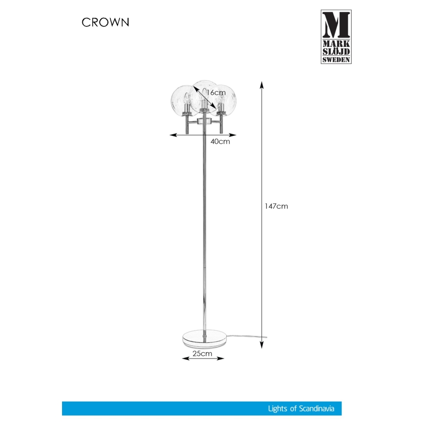 Markslöjd 107947 - Lampa podłogowa CROWN 3xE14/20W/230V