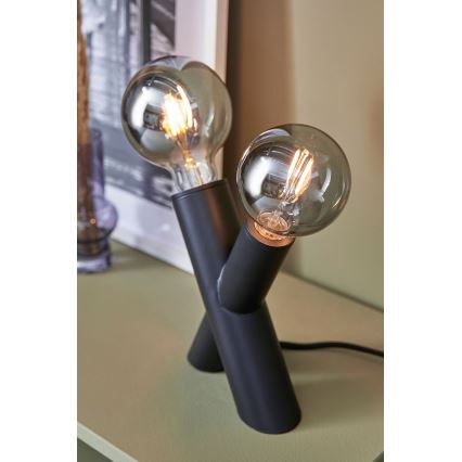 Markslöjd 108052 - Lampa stołowa SIMUL 1xE27/40W + 1xE14/40W/230V czarna