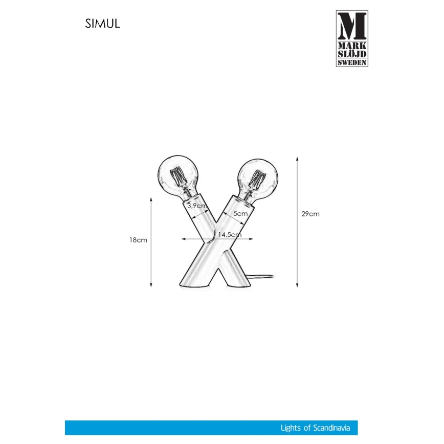 Markslöjd 108053 - Lampa stołowa SIMUL 1xE27/40W + 1xE14/40W/230V złota