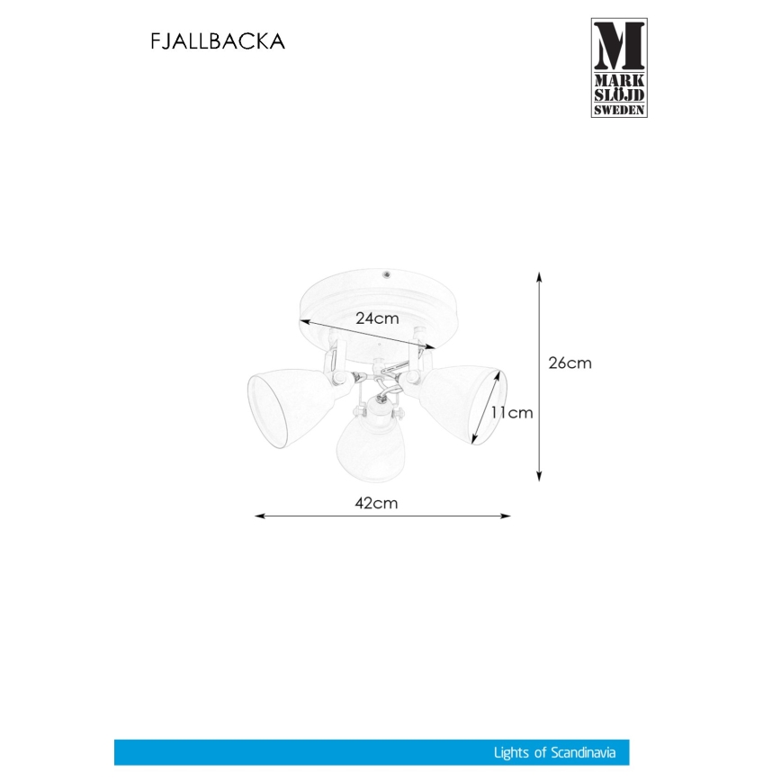 Markslöjd 108083 - Reflektor łazienkowy FJÄLLBACKA 3xG9/20W/230V IP44 biały