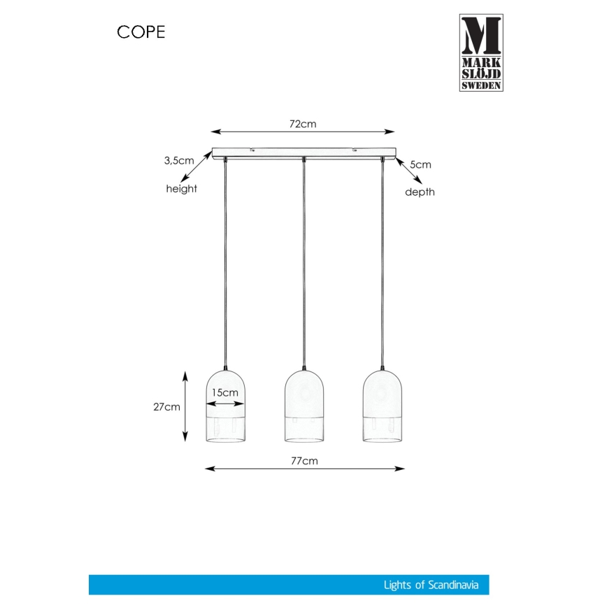 Markslöjd 108226 - Żyrandol na lince COPE 3xE14/18W/230V
