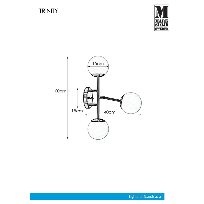 Markslöjd 108253 - Kinkiet TRINITY 3xG9/20W/230V złoty/szary