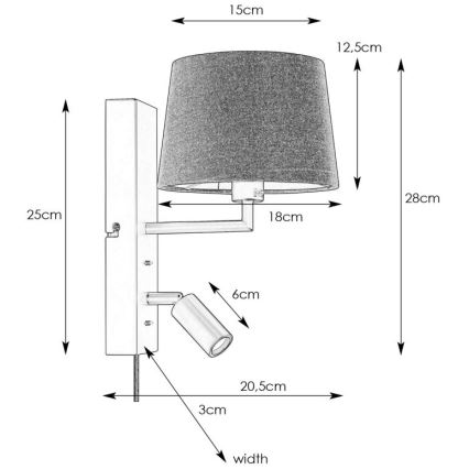 Markslöjd 108595 - Kinkiet LED z USB COMO 1xE14/40W/230V + LED/3W czarny