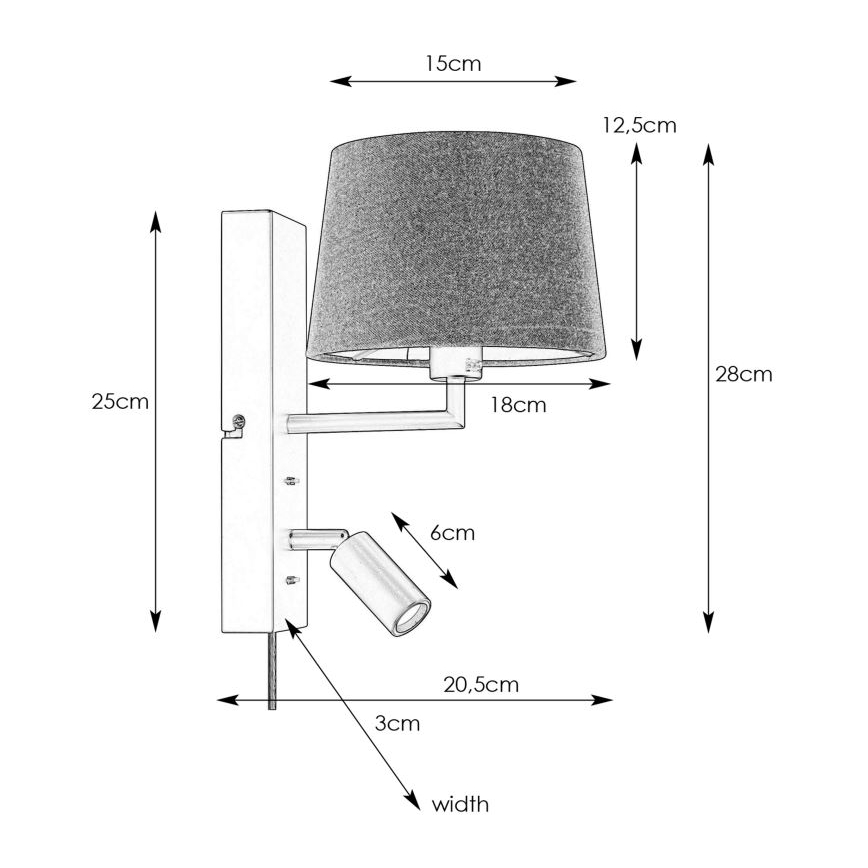 Markslöjd 108595 - Kinkiet LED z USB COMO 1xE14/40W/230V + LED/3W czarny