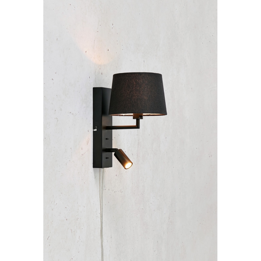 Markslöjd 108595 - LED kinkiet z USB COMO 1xE14/40W/230V + LED/3W czarny