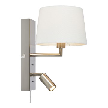 Markslöjd 108596 - LED Kinkiet z USB COMO 1xE14/40W/230V + LED/3W biały/matowy chrom