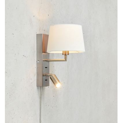 Markslöjd 108596 - LED Kinkiet z USB COMO 1xE14/40W/230V + LED/3W biały/matowy chrom