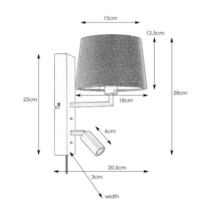Markslöjd 108596 - LED Kinkiet z USB COMO 1xE14/40W/230V + LED/3W biały/matowy chrom