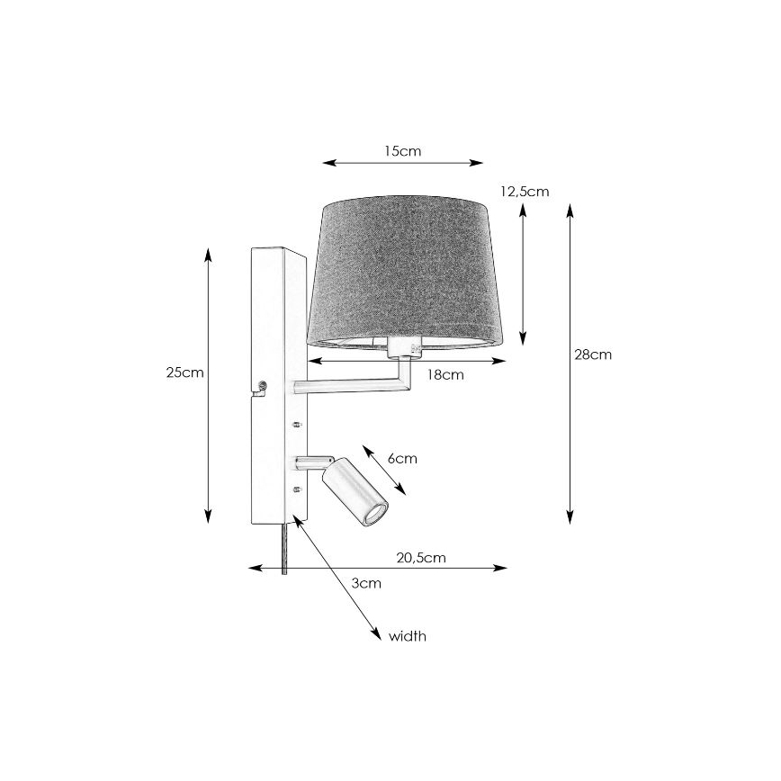 Markslöjd 108596 - LED Kinkiet z USB COMO 1xE14/40W/230V + LED/3W biały/matowy chrom