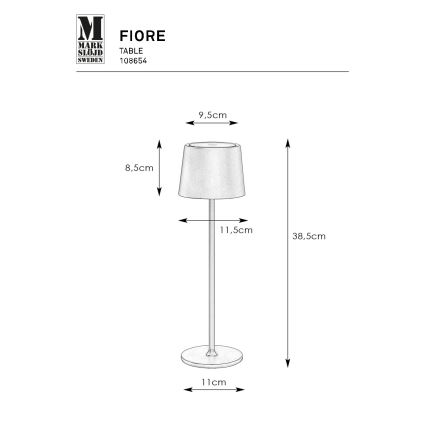 Markslöjd 108654 - LED Ściemnialna lampa akumulatorowa FIORE LED/2W/5V IP44 38 cm biała